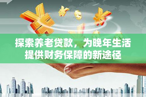 炉霍探索养老贷款，为晚年生活提供财务保障的新途径