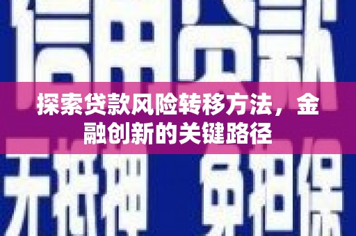 炉霍探索贷款风险转移方法，金融创新的关键路径